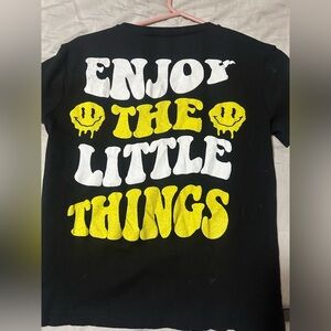 On Fire Black Tee with Yellow and White Graphic